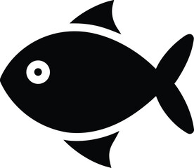 Fototapeta premium Simple black fish illustration with a small white eye a striking silhouette