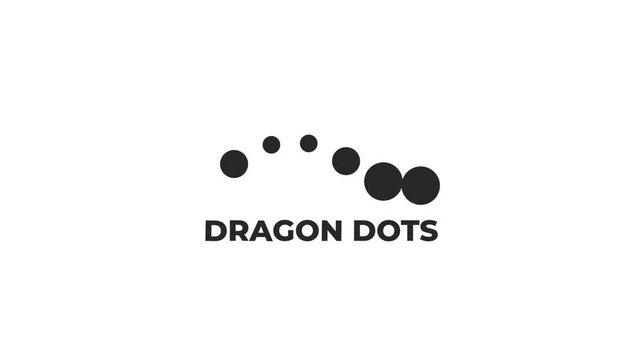 animated logo of flat 2d black dots in line connected in smooth movement like wave flying swimming in the sky depicted snake dragon worm 