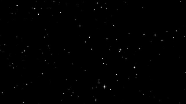 Twinkling Fairy Stars with Sparkling Glitter Dust Trail on Black Background, Magic Particle Overlay Animation Smooth Loop 4K