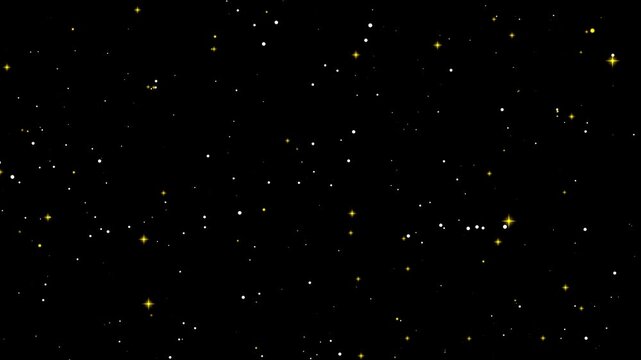 Twinkling Fairy Stars with Sparkling Glitter Dust Trail on Black Background, Magic Particle Overlay Animation Smooth Loop 4K