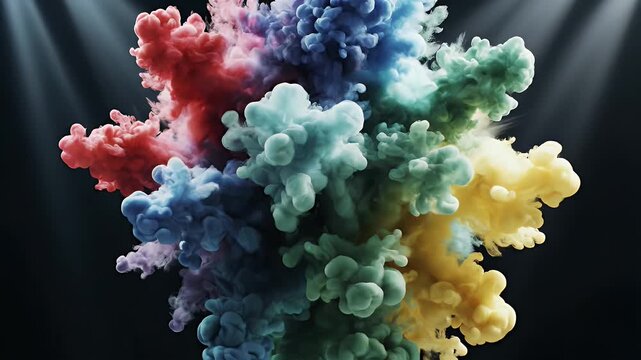 Abstract Colorful Smoke Explosion Cloud Formation.