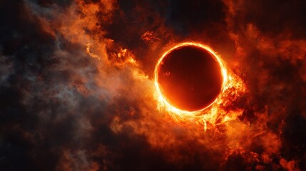 Obraz premium Solar eclipse with fiery atmosphere