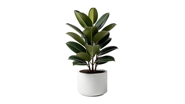 Potted Rubber Plant (Ficus elastica) in transparent background