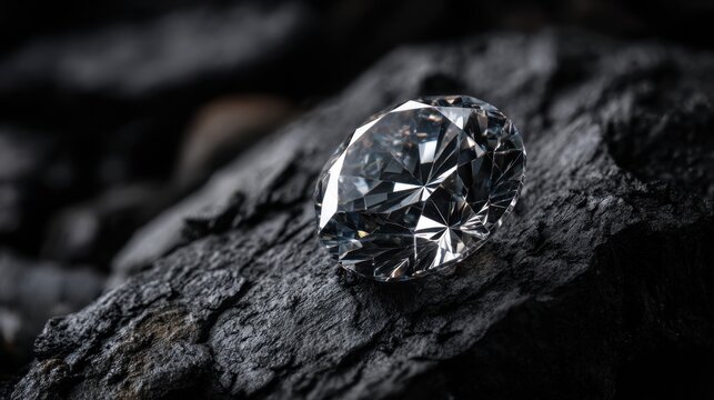 Sparkling diamond on dark rock