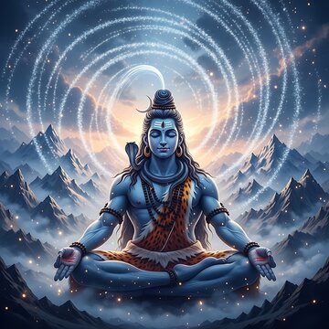 Shiva Meditation Spirituality Hinduism Blue.