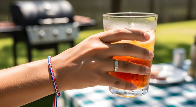 Memorial day weekend bbq celebrating with refreshing drinks and summer vibes