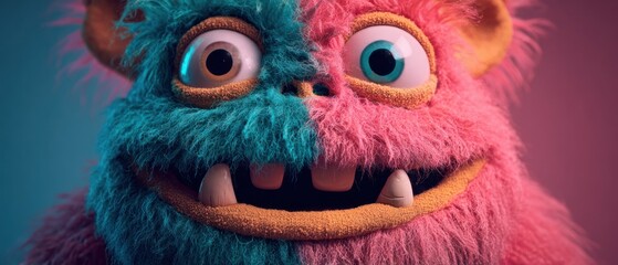 Naklejka premium Colorful monster character smiling