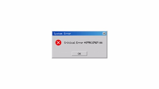System Error Dialog &ndash; Classic Windows Popup Alert Overlay Animation 4K