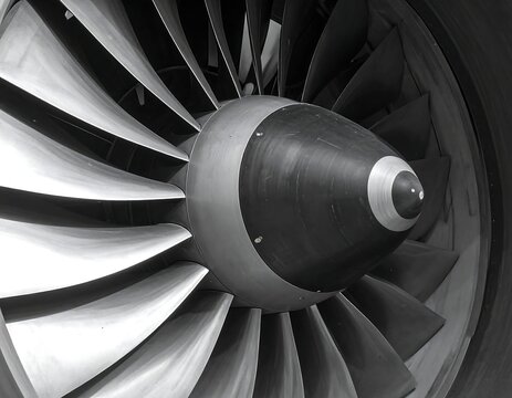 A close-up view of an airplane engine's fan blades (1)