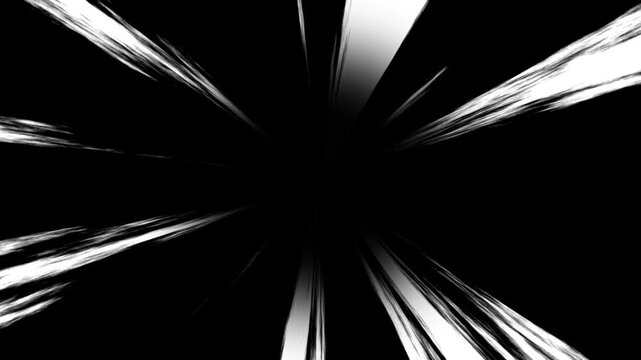 Animated Comic Light Speed Lines, Moving Anime Speed Line on Black Background. Full HD. 4K