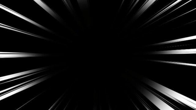 Animated Comic Light Speed Lines, Moving Anime Speed Line on Black Background. Full HD. 4K
