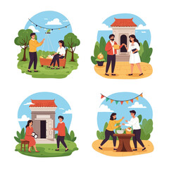 Fototapeta premium People enjoying outdoor social gatherings together.