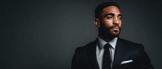 Obraz premium Confident businessman in a suit looking away