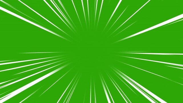 Animated Comic Light Speed Lines, Moving Anime Speed Line on Green Background. Full HD. 4K