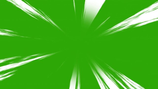 Animated Comic Light Speed Lines, Moving Anime Speed Line on Green Background. Full HD. 4K