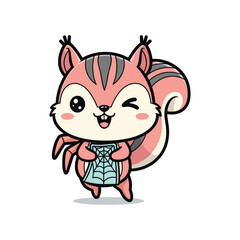 Fototapeta premium Cute Squirrel Spiderweb Mascot Commercial