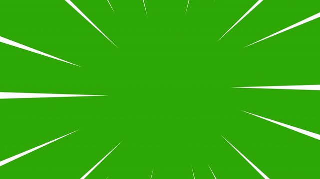 Animated Comic Light Speed Lines, Moving Anime Speed Line on Green Background. Full HD. 4K