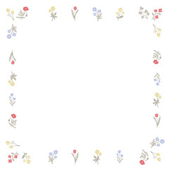 Obraz premium Hand drawn flower border frame, simple botanical illustration