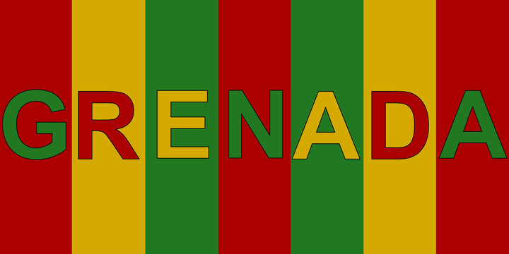  "Grenada" en lettres capitales de la couleur du drapeau