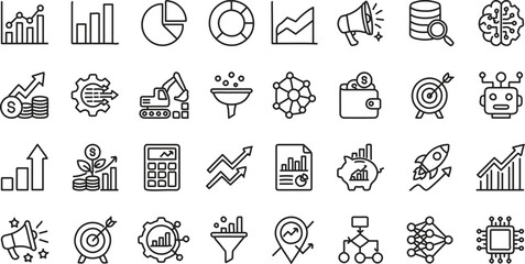 Naklejka premium Modern Business & Finance Line Icon Set-Editable vector Icons Collection for UI,Web & App Desaign.