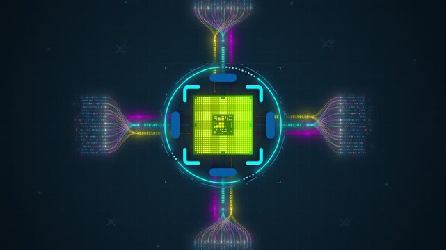 AI Artificial Intelligence Digital Core Processing Big Data Flow Visualization Seamless Loop