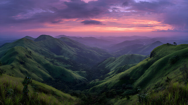 Panoramic view of Mount Nimba in Guinea. Illustration of mountains in Guinea.