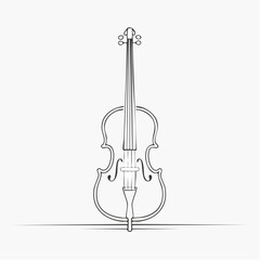 Fototapeta premium Elegant Line Art Illustration of a Classic Violin on a Simple Background