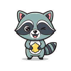 Fototapeta premium Raccoon Lemon Cute Mascot Commercial