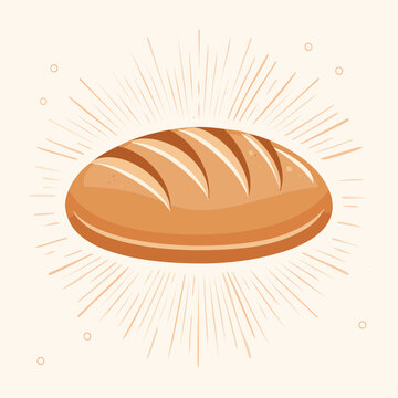 Delicious freshly baked bread loaf illustration for bakery advertisements or food-related designs, radiating warmth and flavor