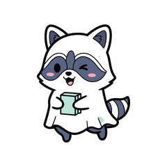 Fototapeta premium Raccoon Gift Cute Kawaii Commercial