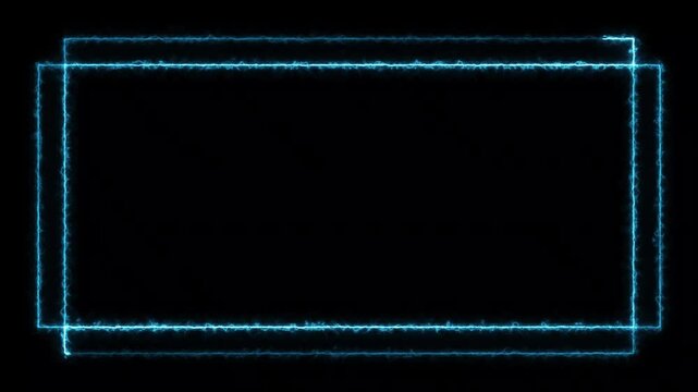 blue neon rectangle border glow animation abstract digital frame luminous futuristic technology background style