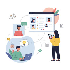 Naklejka premium People interacting with digital technology.