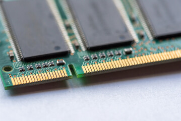 Close up of Electronic Ram(random access memory) on Mainboard computer