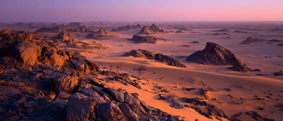 Naklejka premium panoramic view of the desert in Chad. background illustration of historical sites in Chad.