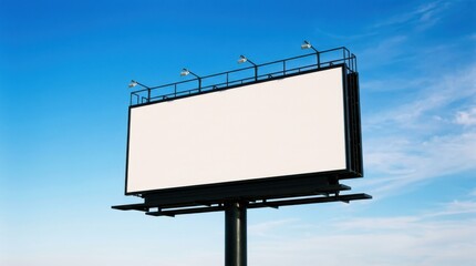 Obraz premium Blank billboard sign against a clear blue sky