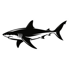 Fototapeta premium Black Shark Vector Icon, Shark Silhouette Graphic, Ocean Animal Illustration, Marine Life Symbol