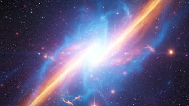 Vibrant colorful galaxy with bright star.