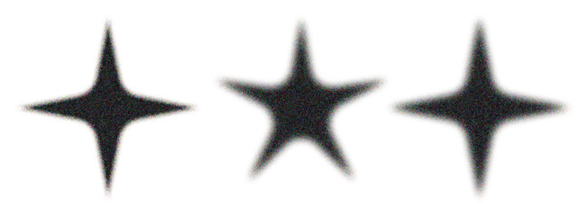Obraz premium Grunge Minimal Star Shapes with Grain Texture and Faded Edges, Vector Luminary Shape Set with Retro Y2K Style for Vintage Inspired Edgy Design and Digital Artwork