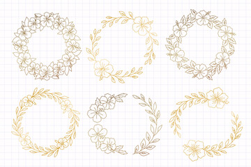 Gold hibiscus floral wreath set © aya