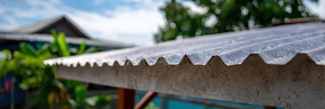 正午の家々や木々が見える屋上ビュー