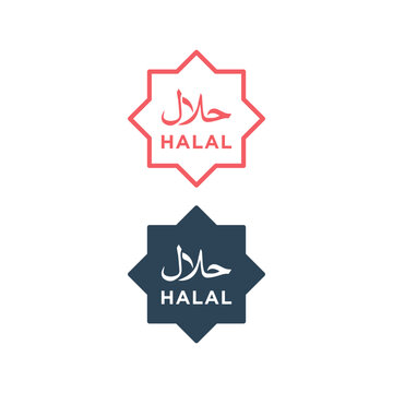Halal logo vector. Food product dietary label for apps icons set