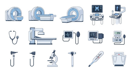 Fototapeta premium Medical equipment and devices collection.