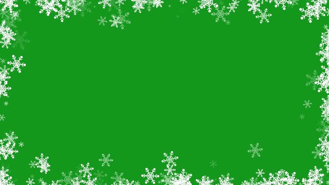 frame snow snowflakes green screen alpha channel background.  Looping Snowfall Particles Overlay, Winter Snow Fall Black Background, 4k social media motion design element