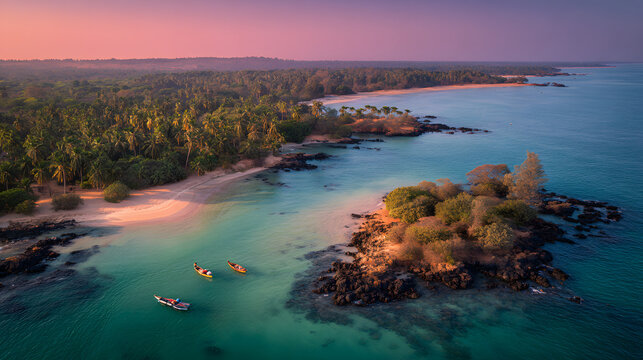 View of the Bijagos Islands in Guinea-Bissau. Background illustration of the islands in guinea-bissau.