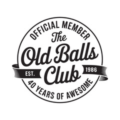 Obraz premium The old balls club emblem established in 1986 celebrating 40 years