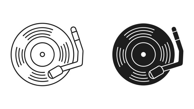 Black and white cd disk icons with different designs on white background