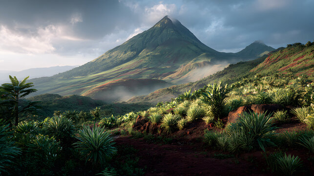 Mountain scenery in Cameroon. Illustration of mountain background in Cameroon.