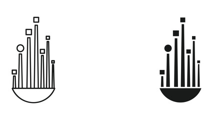 Obraz premium black and white cityscape graphic icons with geometric shapes