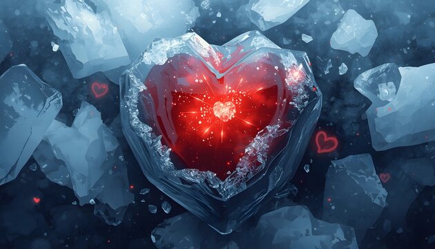 red ice cube on ice