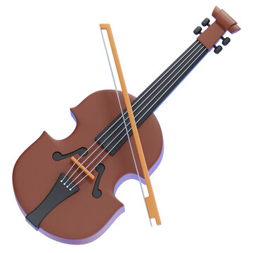 PNG 3D Classic Violin Illustration Isolated on a Transparent Background